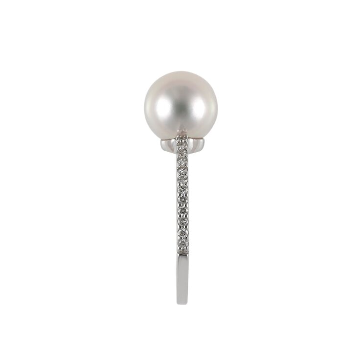あこやパール 18K ホワイトゴールド パール 8.5mm & ダイヤモンド 0.20カラット リング