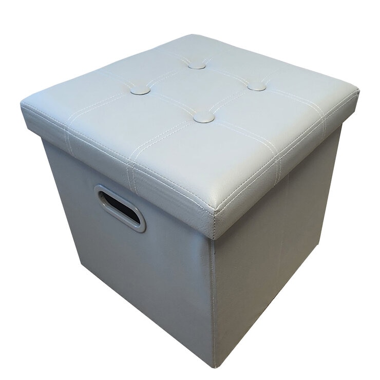 スペースメイド フェイクレザーストレージボックス 2個セット クールグレー