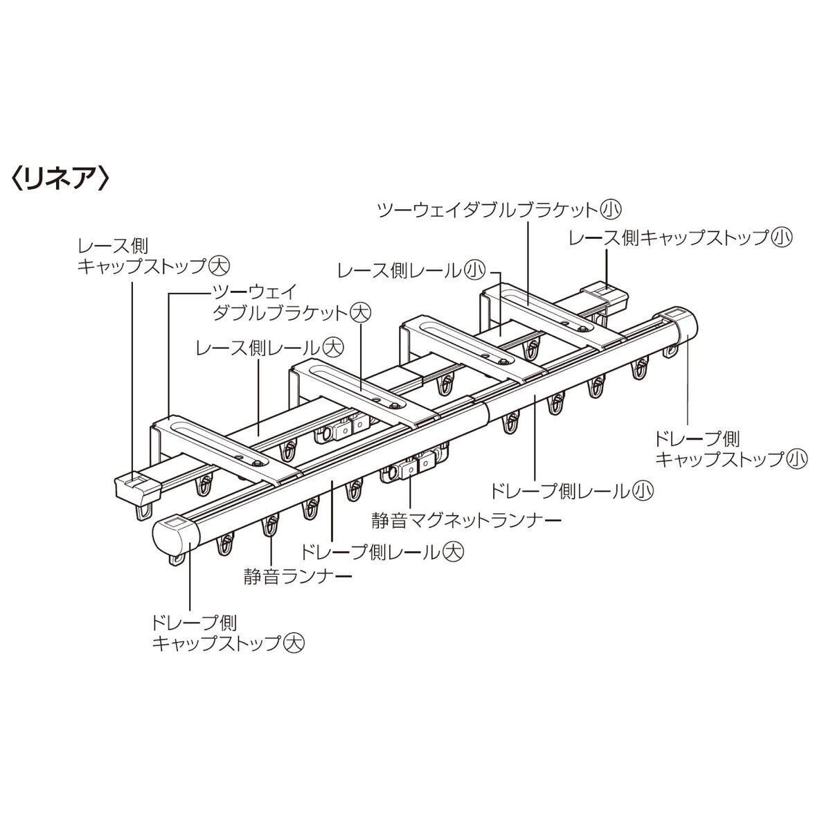 トーソー カーテンレール リネア W2.0 木目ホワイト