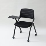 YAMAZEN キャスター付きミーティングチェア メモ台付き ブラック