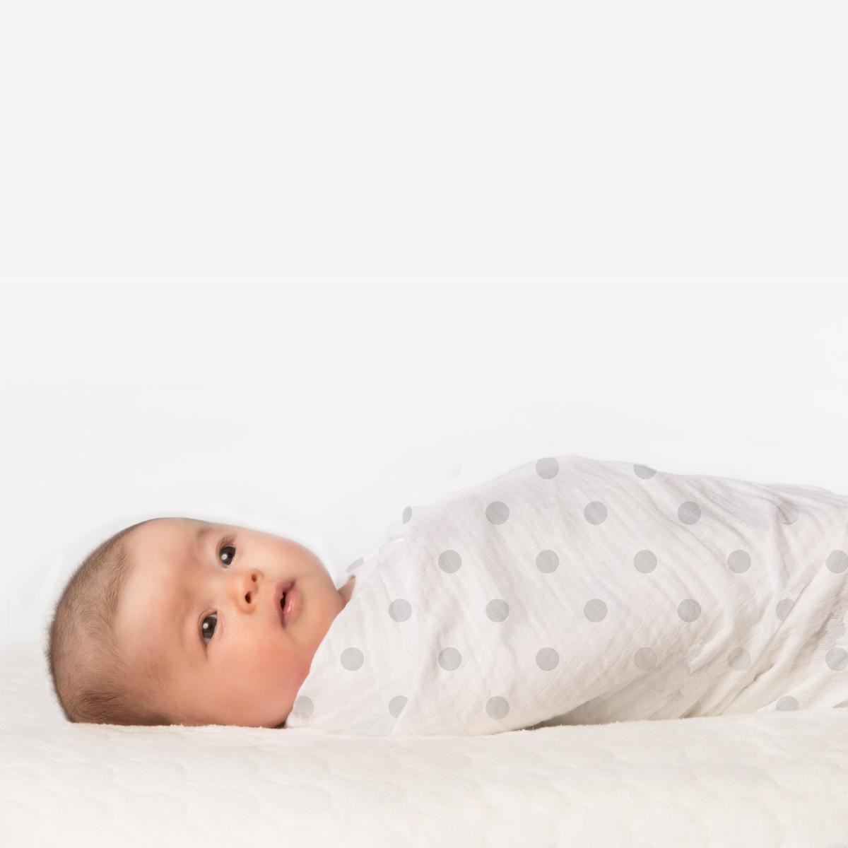 スワドルデザイン おくるみセット4枚組 ドット/ジラフ/スター ＆ ムーン/ストライプ (パステルイエロー)