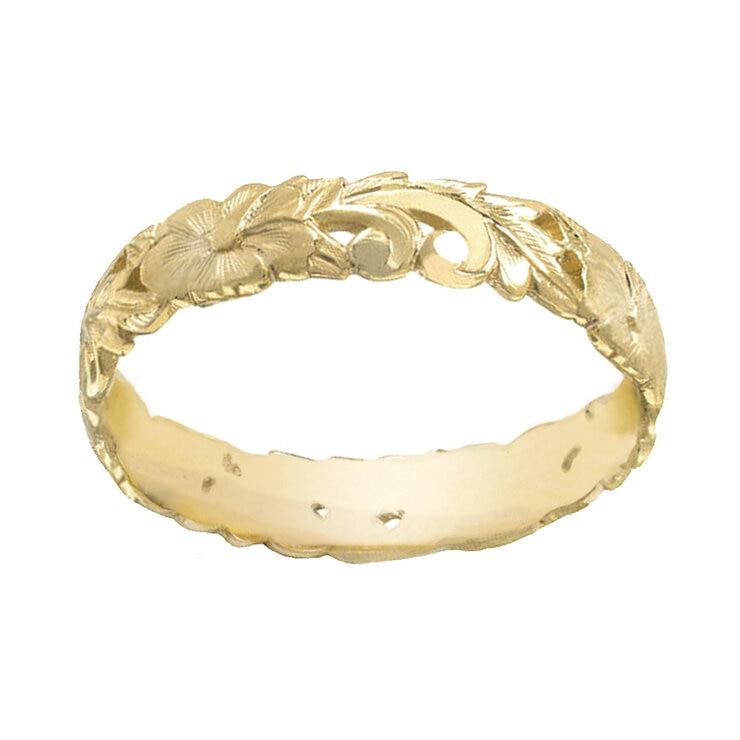 14K イエローゴールド ハイビスカス リング