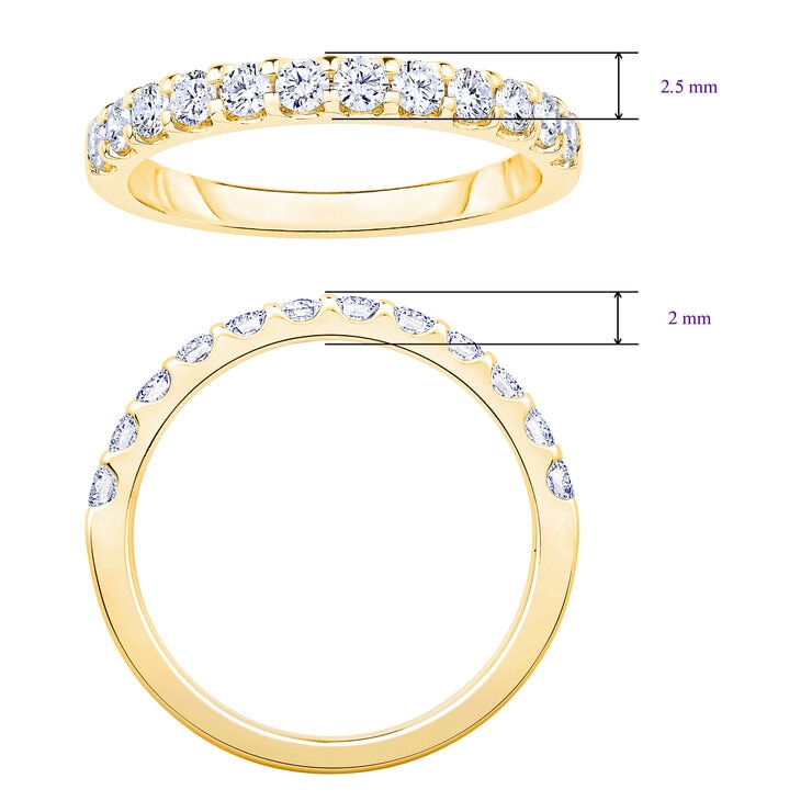 18K イエローゴールド 0.50カラット ダイヤモンド ハーフエタニティ リング 18K イエローゴールド 0.50カラット ダイヤモンド ハーフエタニティ リング