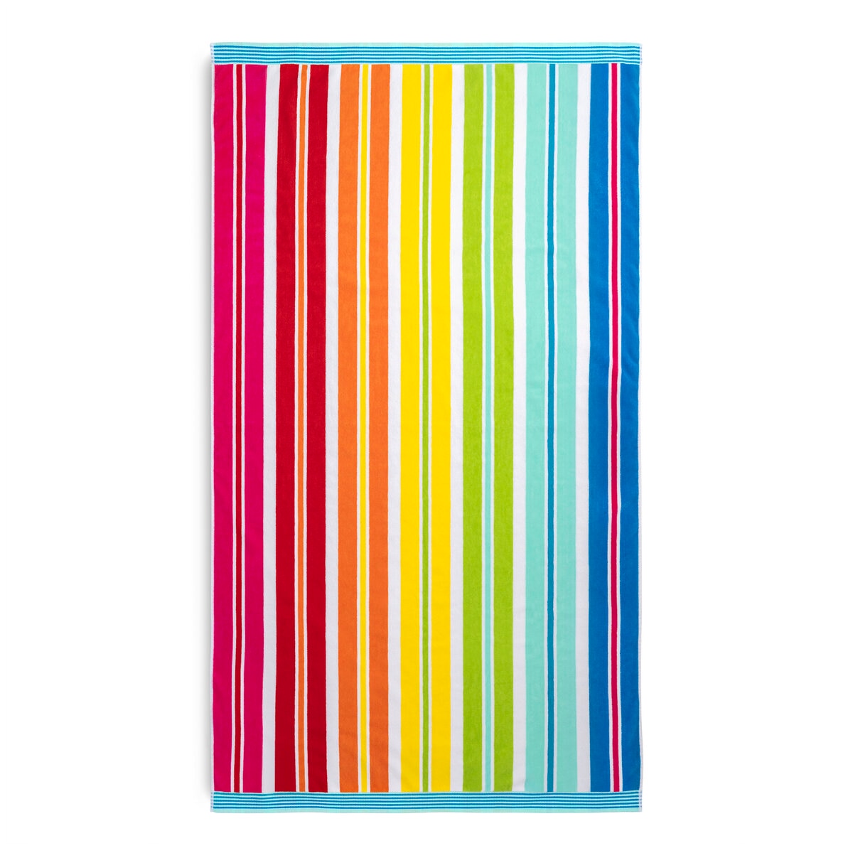 大判ビーチタオル 102cm x 183cm ストライプ ブルーピンク