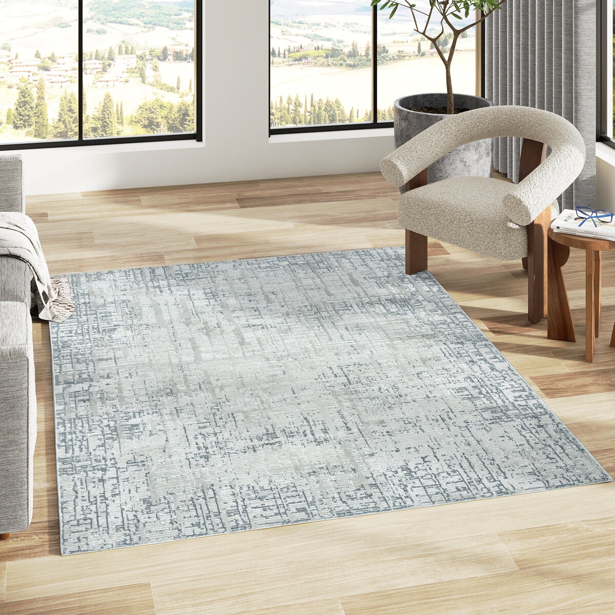 Divina エリアラグ 160 x 213cm アロマ クリームブルー