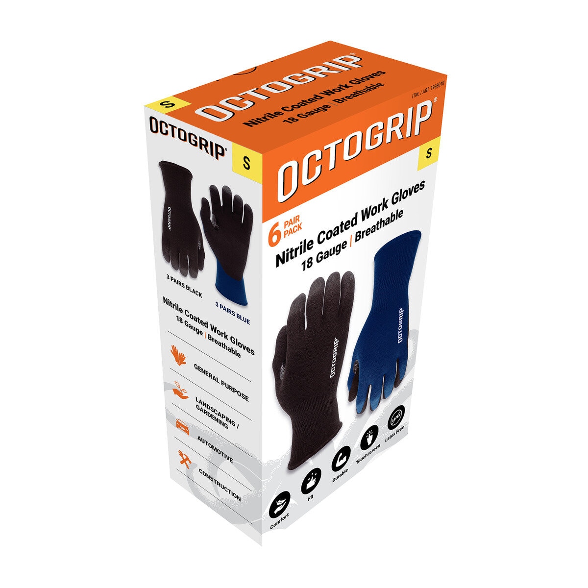 オクトグリップ ワークグローブ 18ゲージニトリル 手袋 6双セット オクトグリップ ワークグローブ 18ゲージニトリル 手袋 6双セット