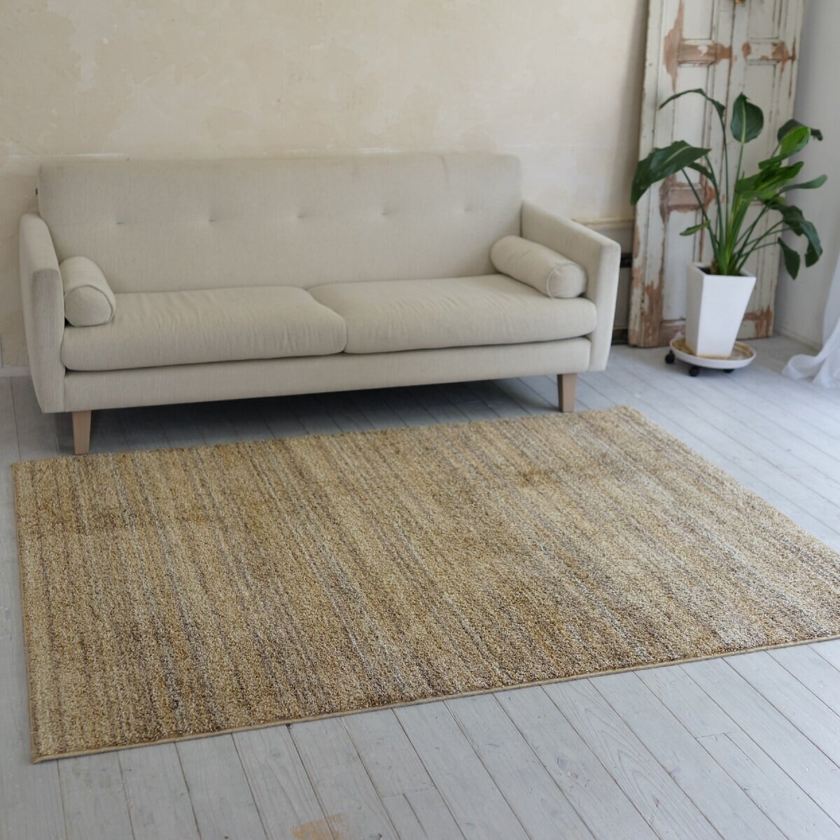 スミノエ 防炎・防音ラグ リュストル 200cm x 200cm イエロー