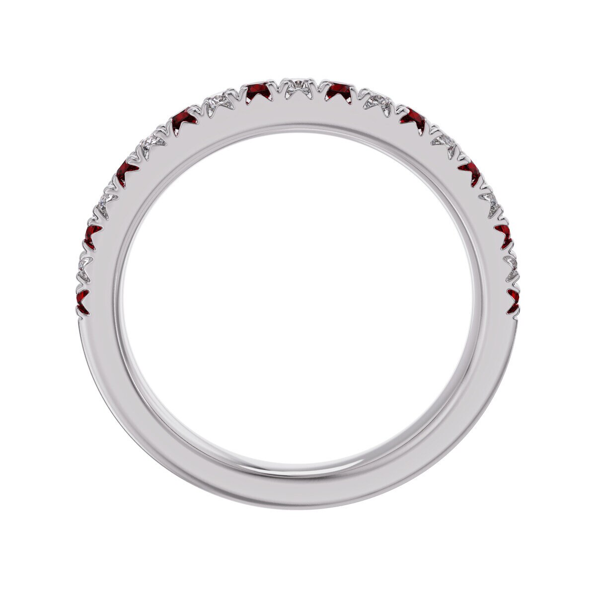 18K ホワイトゴールド 0.15カラット ダイヤモンド & ルビー リング