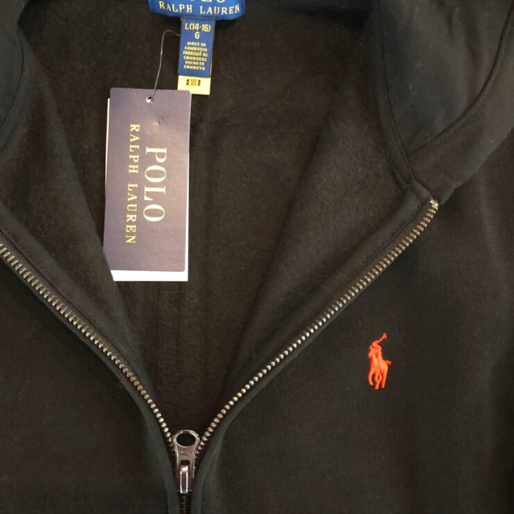ポロ ラルフローレン ボーイズ フリース フルジップ パーカー ポロ ブラック XL