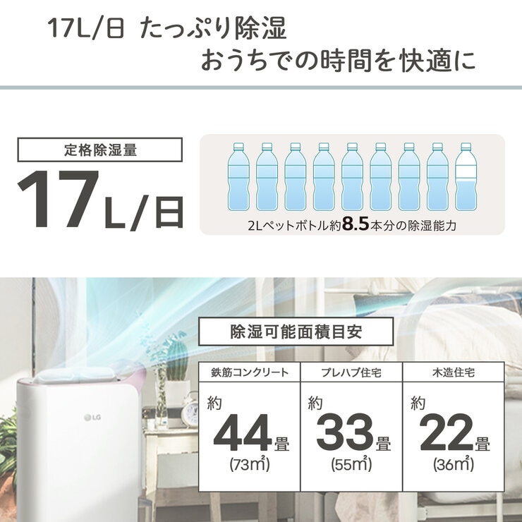 新品 未開封 LG PuriCare 定格除湿能力 17L 衣類乾燥除湿機 LG PuriCare 衣類乾燥除湿機 DD177QSE0 定格除湿能力17L | Costco Japan