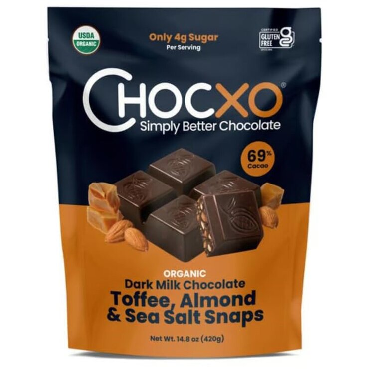 チョコXO オーガニック ダークミルクチョコレート トフィー, アーモンド & シーソルト 420g チョコXO オーガニック ダークミルクチョコレート トフィー, アーモンド & シーソルト 420g