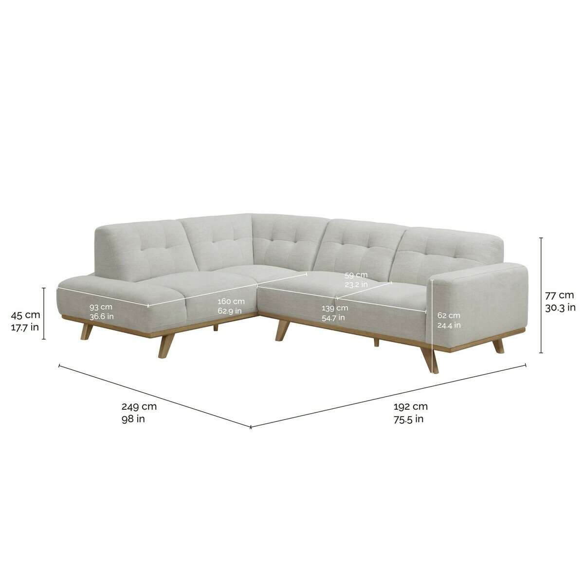AIDEN & IVY Fabric Sectional Sofa