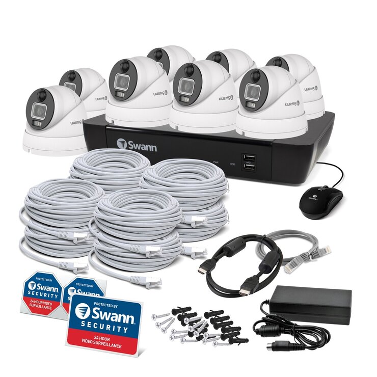Swann（スワン）8CH 12MP NVRセキュリティシステム2TBドーム型カメラ8台セット SWNVK-890008D