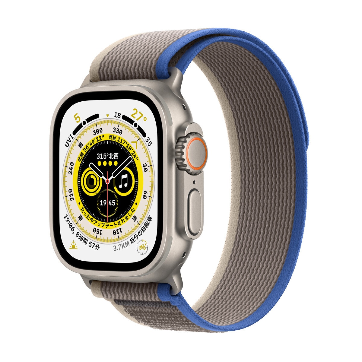 Apple Watch Ultra GPS+Cellular モデル 49mm チタニウムケースとブルー ＆ グレートレイルループ - S/M