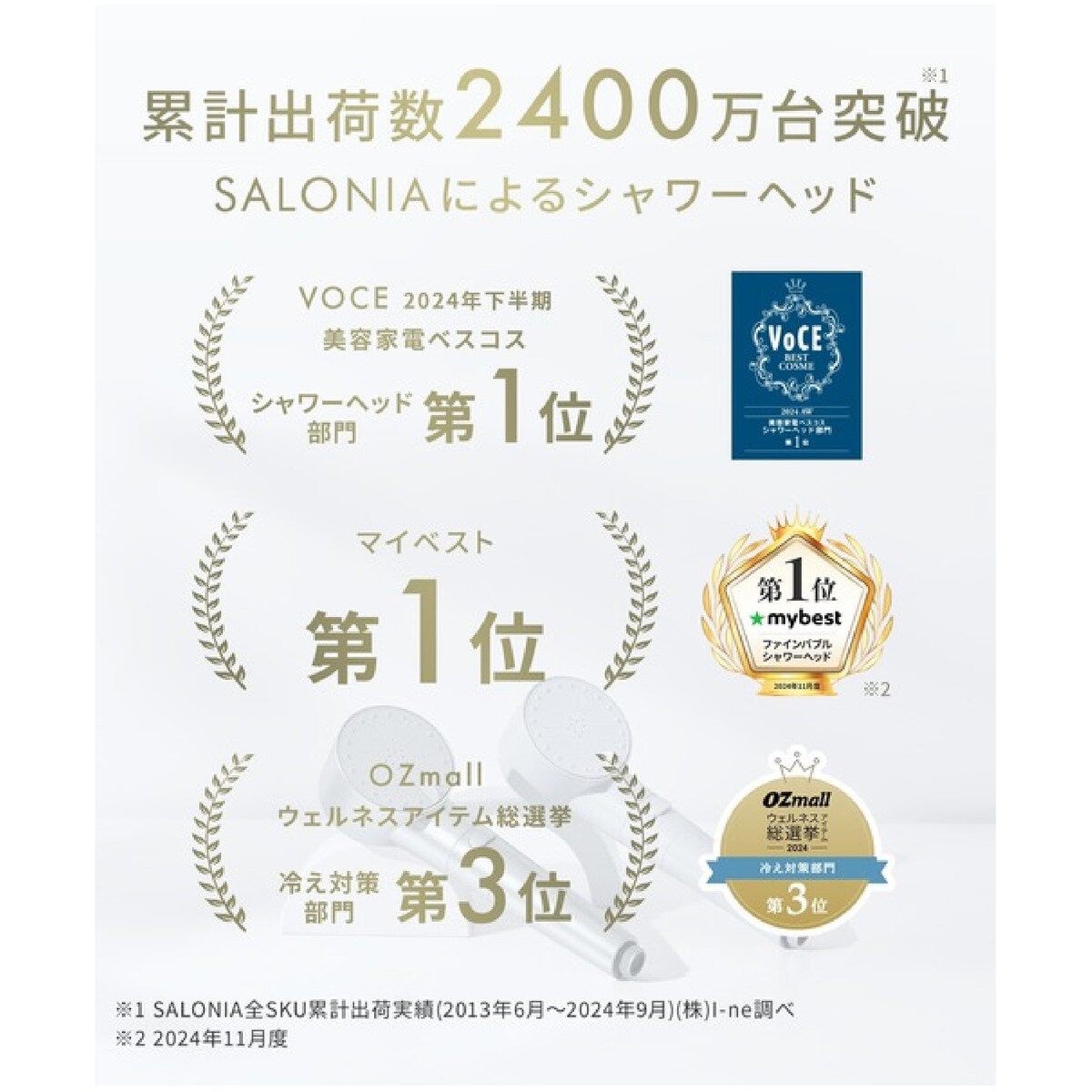 SALONIA シャワーヘッド ファインバブル クリア シルバー セット SAL23303SS