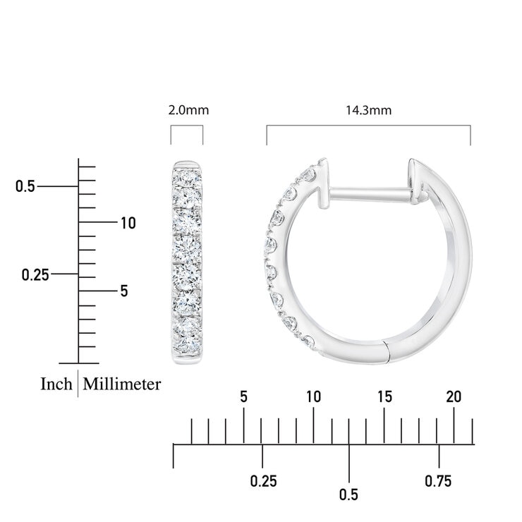 18K ホワイトゴールド 0.35カラット ダイヤモンド フープピアス