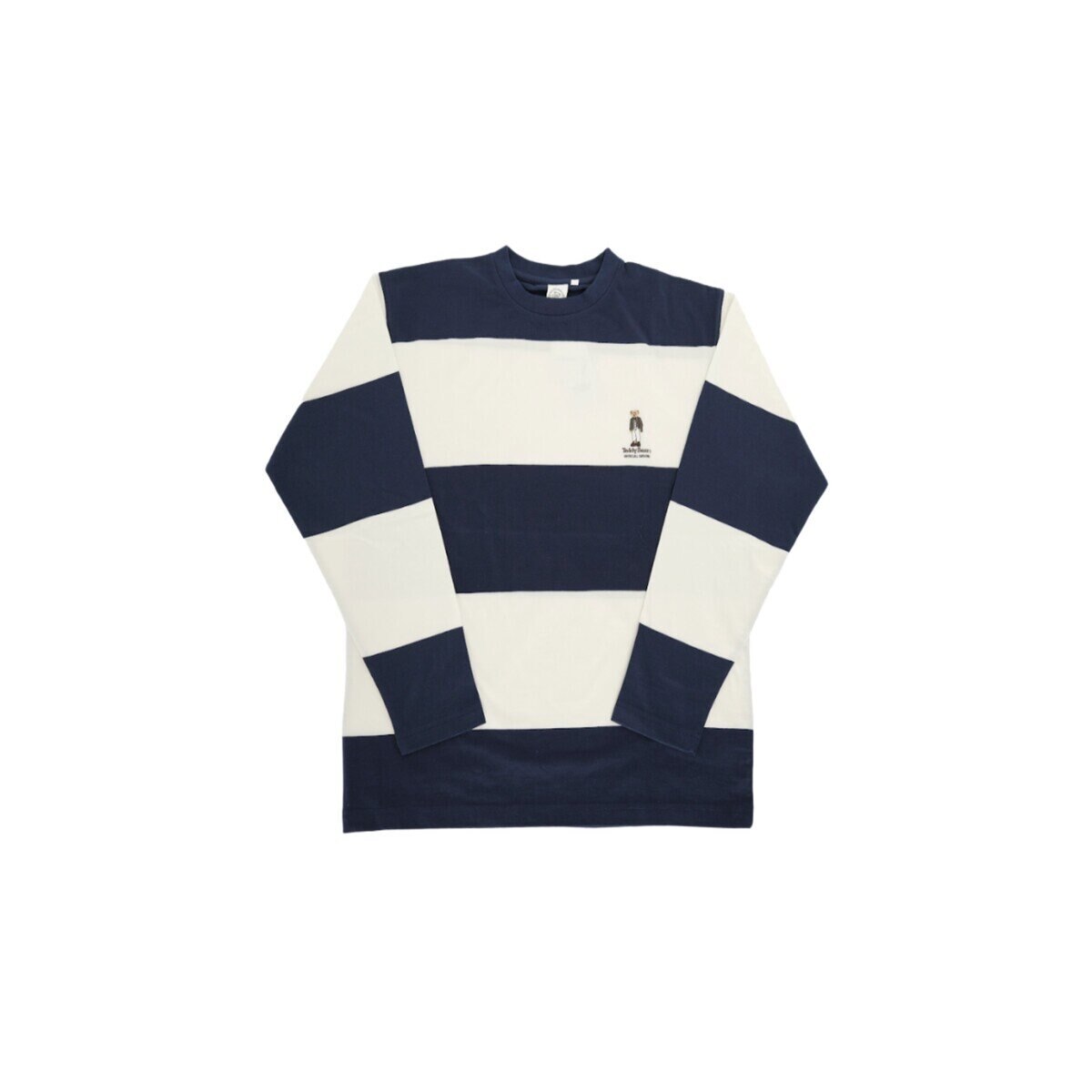 テディーベア メンズ 長袖 Tシャツ / ネイビー＋ホワイト / XL