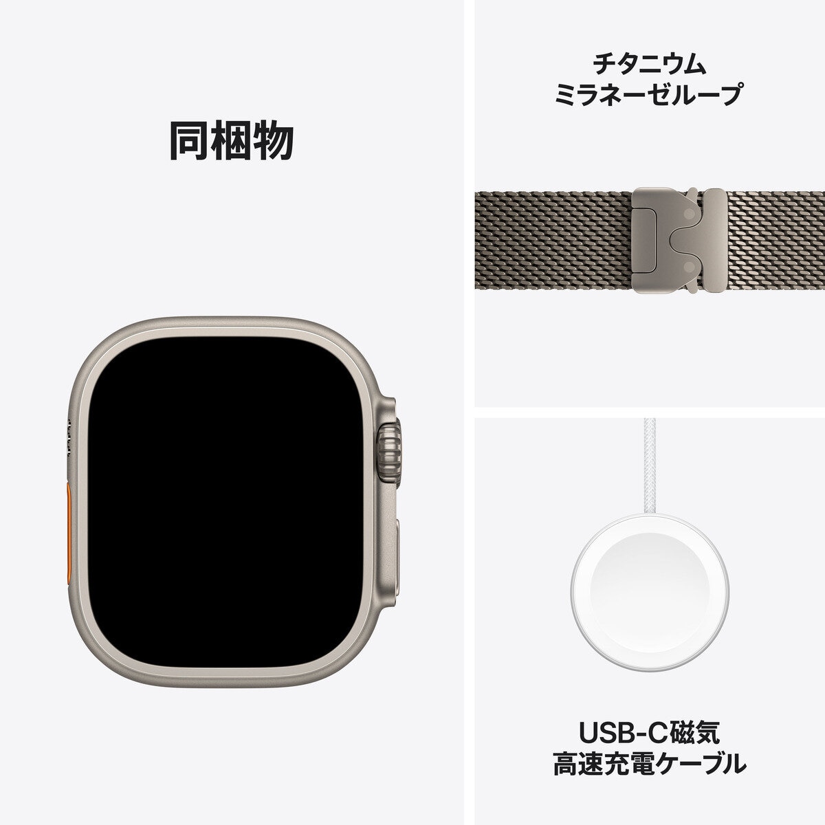 Apple Watch Ultra 3 Cellular 49mmナチュラルチタニウムケースとナチュラルチタニウムミラネーゼループ - L
