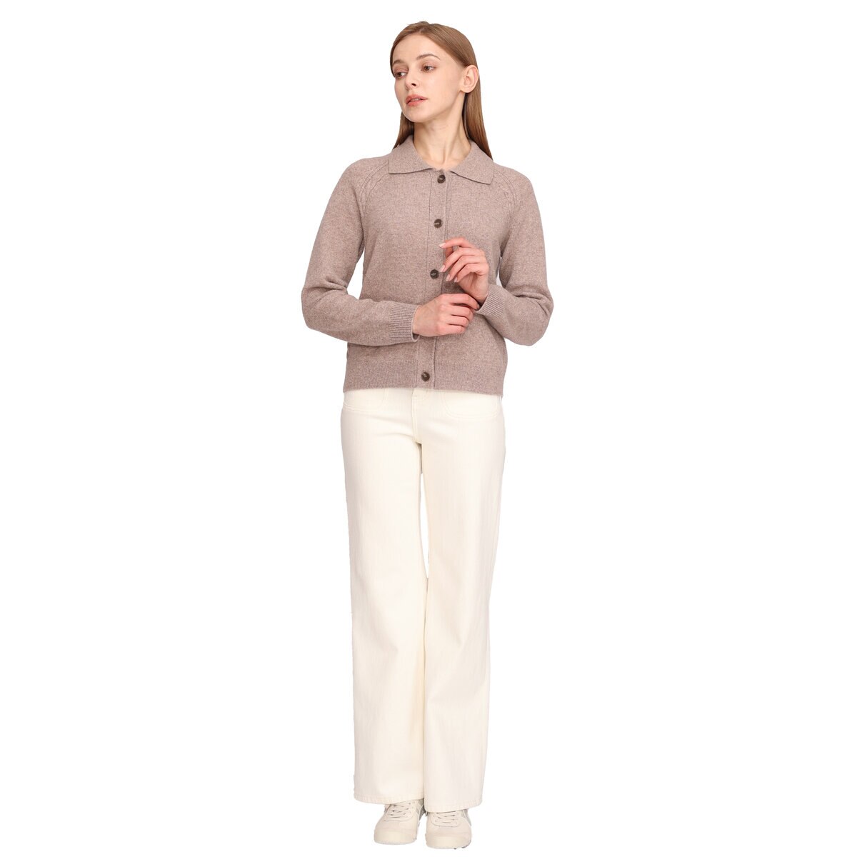 ソレツィア レディース ウール カーディガン ライトブラウン S