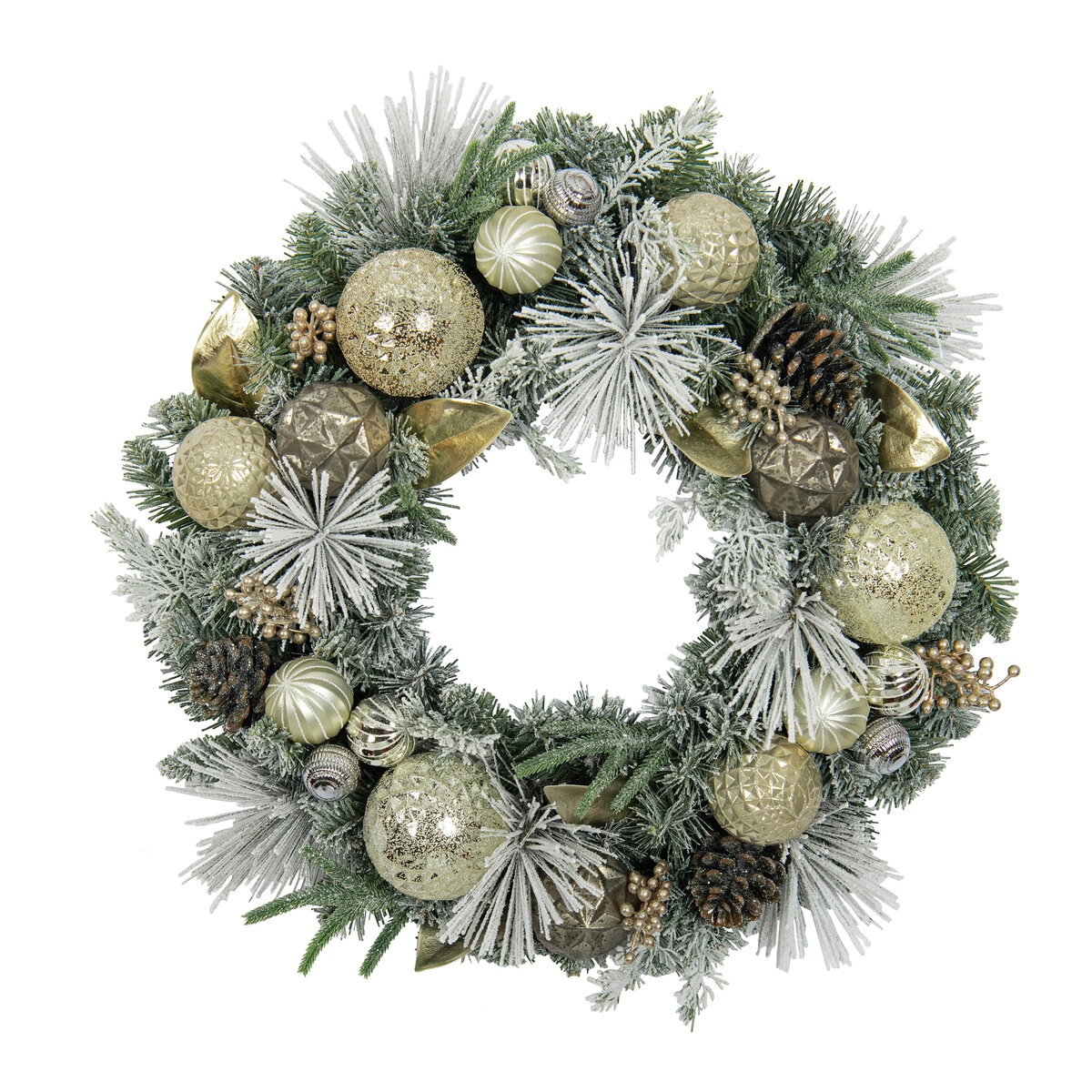 クリスマスデコレーションリース 赤＆シルバー 直径61cm