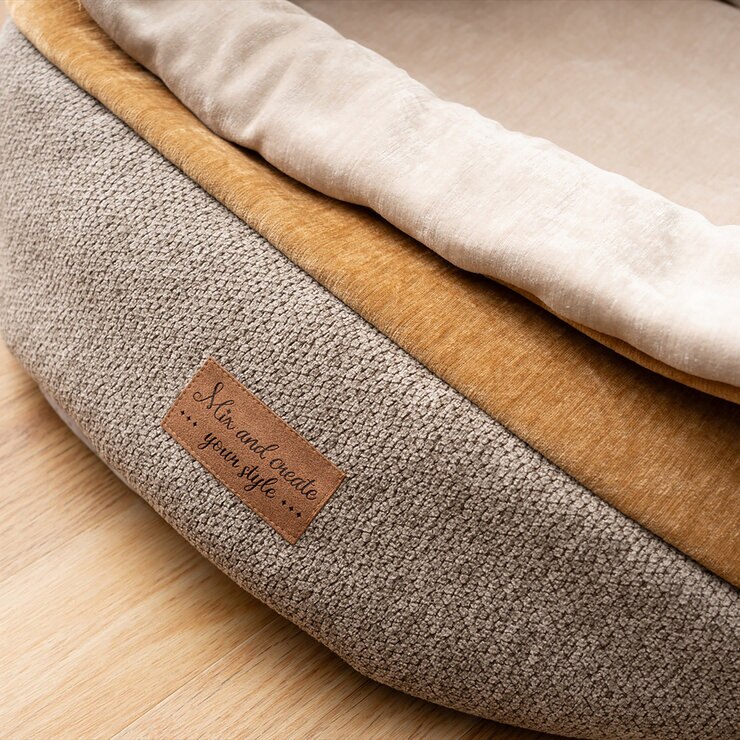 ラウンドペットベッド 2個セット ベージュ