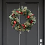 61cm クリスマスリース 2色展開 - レッド/グリーン