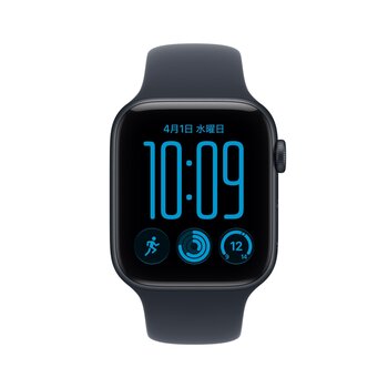 Apple Watch SE3 GPS 44mm ミッドナイトアルミニウムケースとネイビーブルースポーツバンド - M/L