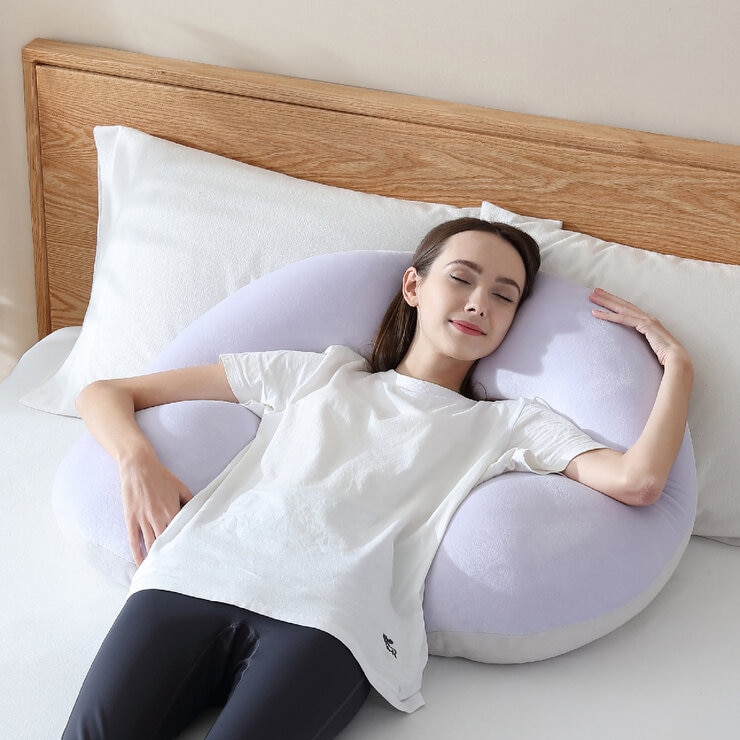 マイクロビーズ ボディーピロー ラウンド ラベンダーブルー & ニンバスクラウド