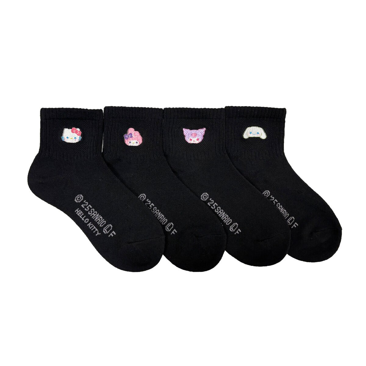サンリオ スクール ソックス 4足組 ブラック ハローキティ/マイメロディ/クロミ/シナモロール