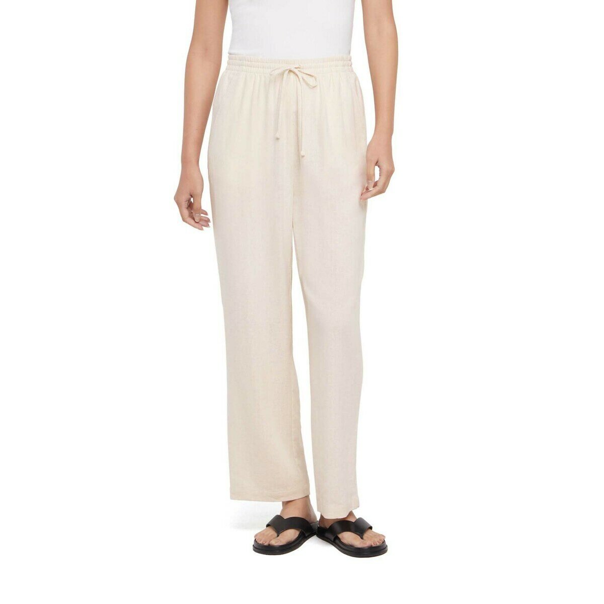 バナナ リパブリック リネン ブレンド パンツ トランジション クリーム ホワイト S