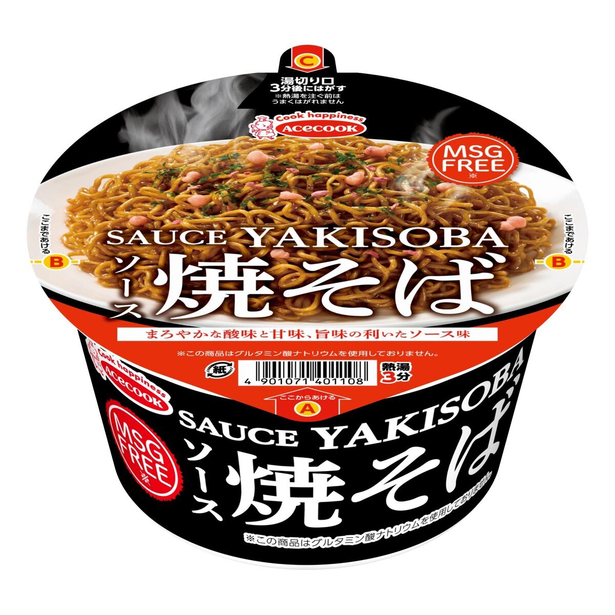 エースコック ソース焼きそば 1箱12食入り MSG FREE