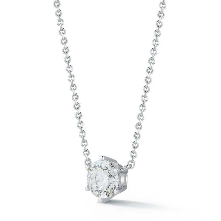 18K ホワイトゴールド 1カラット ソリティア ダイヤモンド ペンダント 18K ホワイトゴールド 1カラット ソリティア ダイヤモンド ペンダント