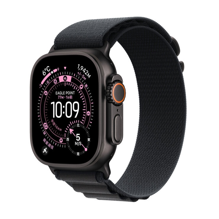Apple Watch Ultra 3 Cellular 49mmブラックチタニウムケースとブラックアルパインループ - L Apple Watch Ultra 3 Cellular 49mmブラックチタニウムケースとブラックアルパインループ - L