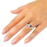 14K ホワイトゴールド 0.12カラット ダイヤモンド & サファイヤ リング