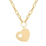 14K イエローゴールド ポリッシュ ハート ネックレス