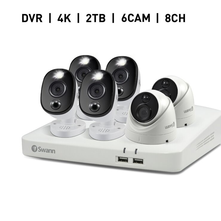 Swann （スワン）DVRシステム ８チャンネル　カメラ６台セット Swann（スワン）DVRシステム 2TBHDD 8チャンネル4Kカメラ6台セット