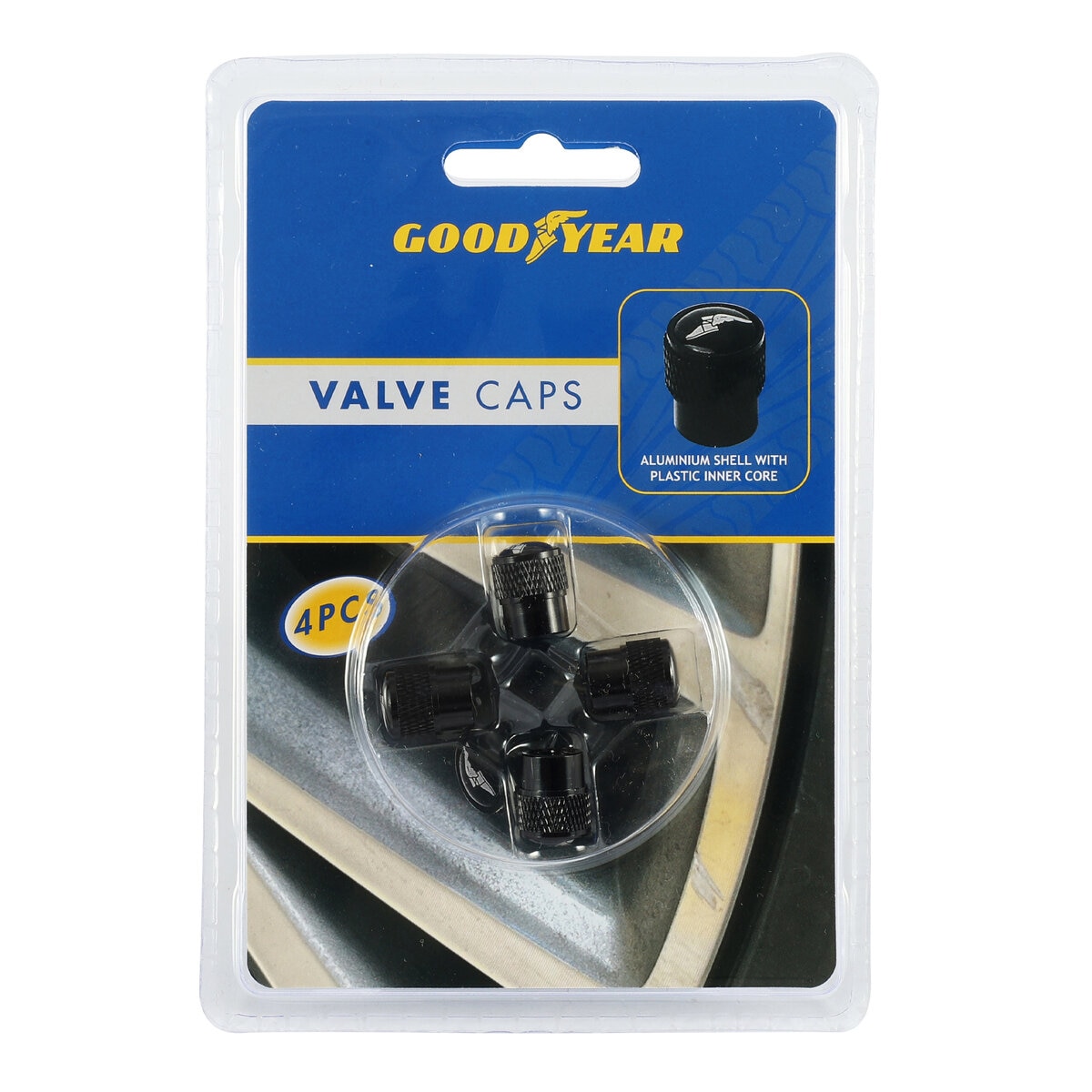 グッドイヤー エアバルブキャップ アルミ ブラック 4個入り