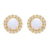 14K イエローゴールド 0.12カラット ダイヤモンド / オパール ピアス