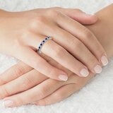 18K ホワイトゴールド 0.15カラット ダイヤモンド & ブルーサファイヤ リング