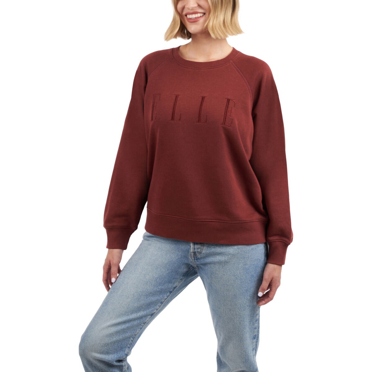 エル ウィメンズ ロゴ スウェット バーガンディ S