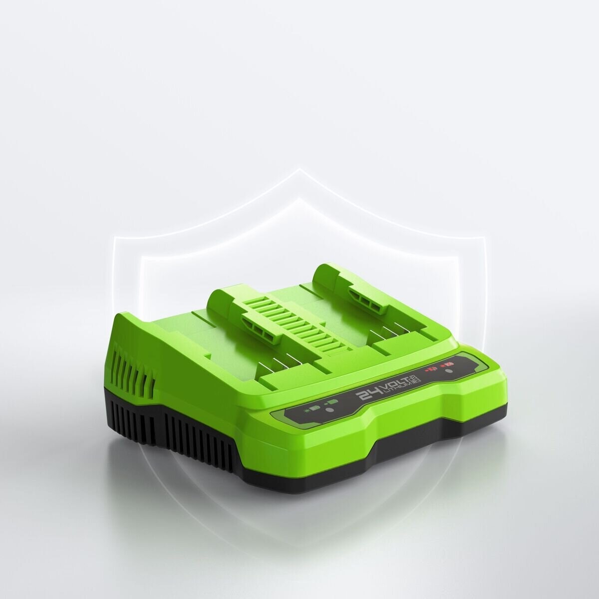 Greenworks 24V 2Ah 電動工具用バッテリー【2個】＆2口充電器 CKG70010 長持ちセット