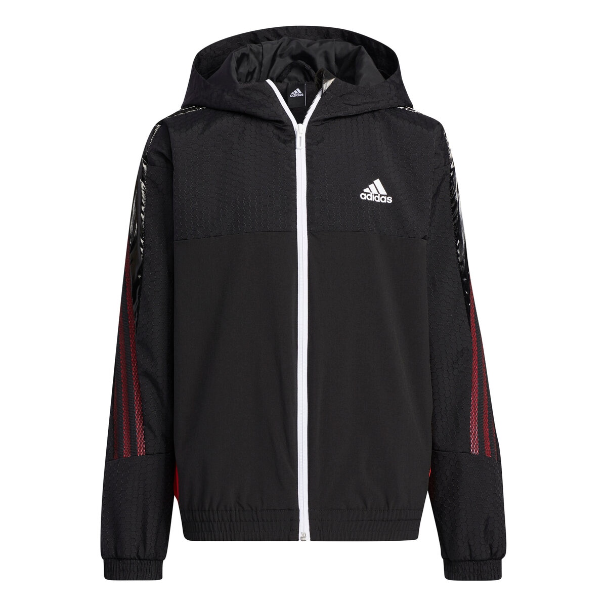 adidas アディダス ジャージ トラックジャケット 黒 赤 kids160