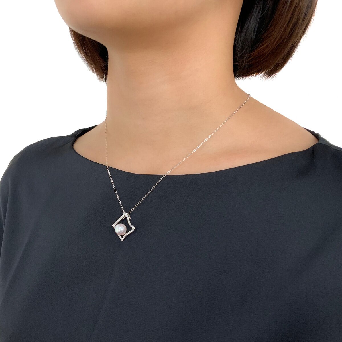 あこやパールネックレス 18K ホワイトゴールド 8.5mm 約45cm