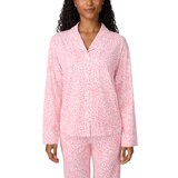 DKNY レディース ノッチカラー長袖パジャマ ライトピンクストライプ XL