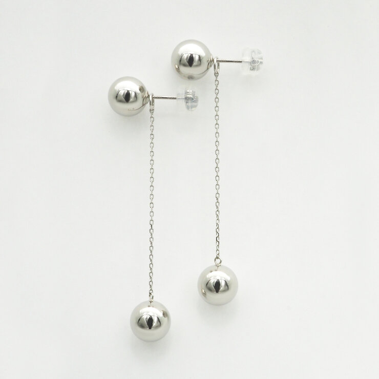 プラチナ 7.5mm ボール チェーン付き 2Way ピアス プラチナ 7.5mm ボール チェーン付き 2Way ピアス