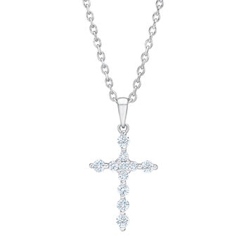 14K ホワイトゴールド 0.43カラット クロス ペンダント