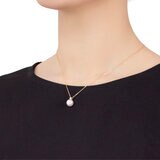 18K イエローゴールド あこやパール 9.00mm & ダイヤモンド 0.05カラット ネックレス