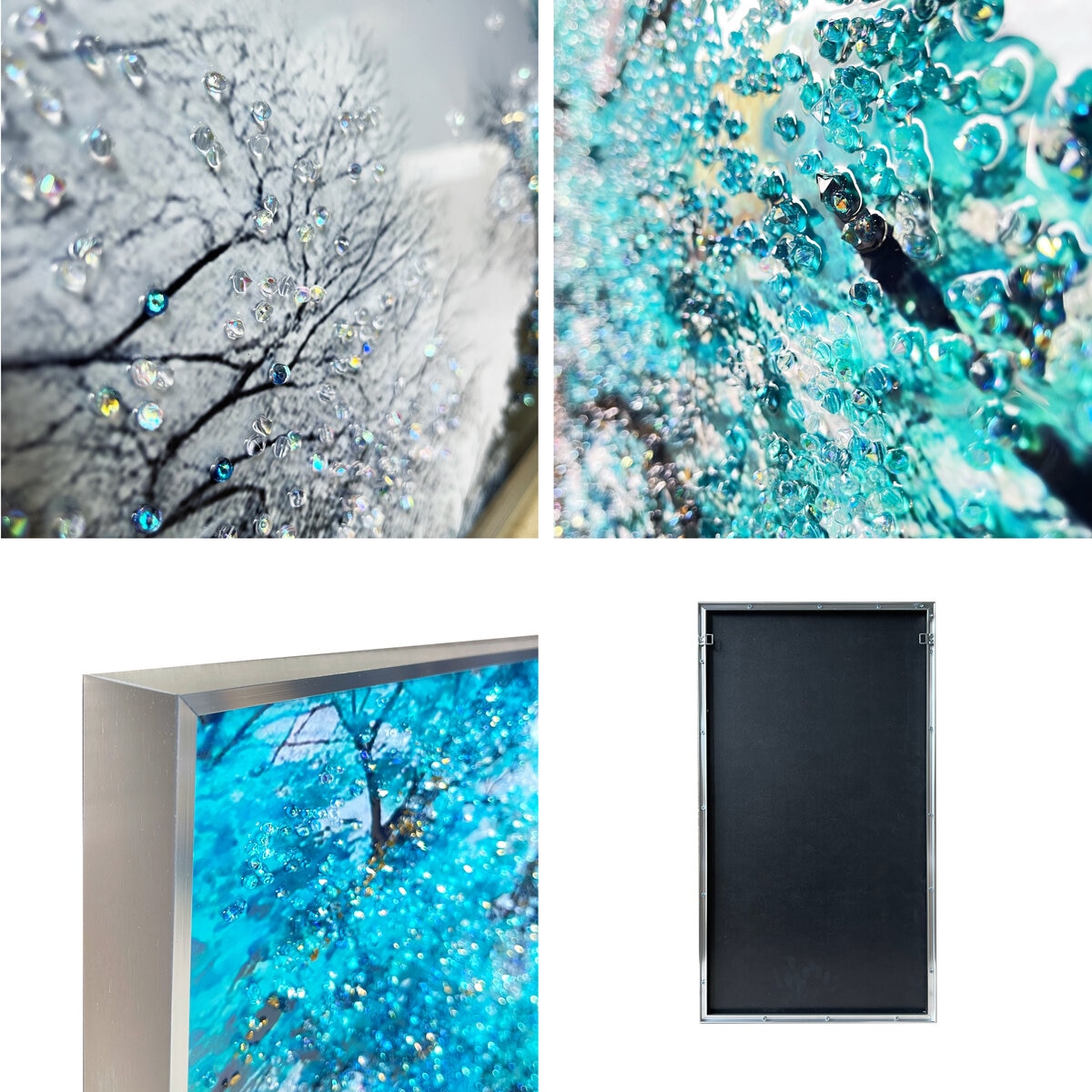 クリスタルアート ブルーツリー 3枚セット