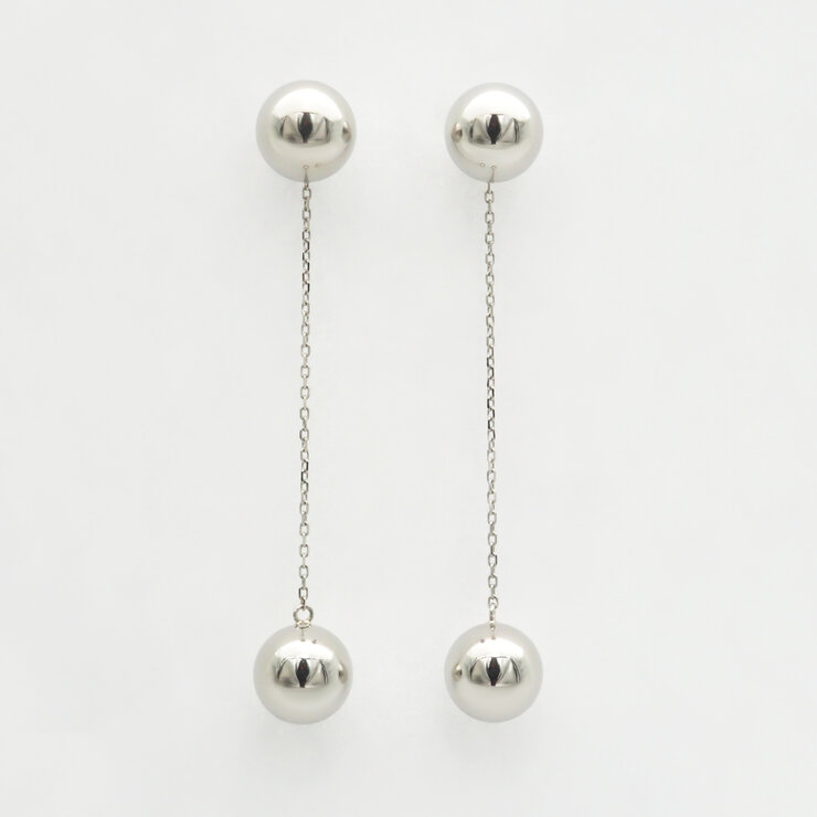 プラチナ 7.5mm ボール チェーン付き 2Way ピアス プラチナ 7.5mm ボール チェーン付き 2Way ピアス