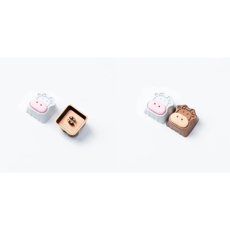 Keychron / かわいい牛 アルミ合金製 アーティザンキーキャップ / ホワイト